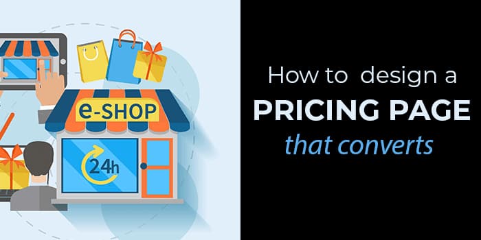 Illustration of an online shop front labeled "e-shop" with shopping bags, gifts and a 24h sign.
