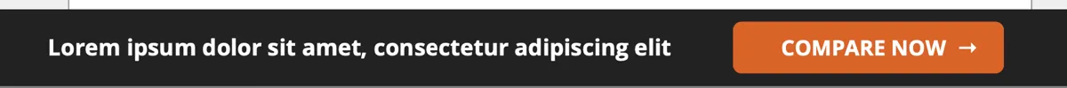 Mockup of the sticky anchor bar on desktop: a dark bar with a line of copy and an orange Compare now button